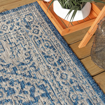 Sinjuri Medallion Textured Weave Indoor/outdoor Runner Rug